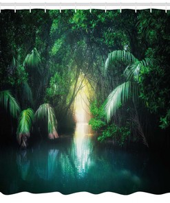 Exotic Mangrove Rainforest Lake Jungle Shower Curtain for Vibrant Bathroom Decor