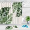 Exotic Mosaic Tiles Shower Curtain with Tropical Palm Leaves Print