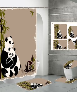 Exotic Panda Bamboo Animals Print Shower Curtain for Bathroom