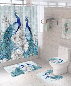 Exotic Peacock Feather Shower Curtain - Restroom Bathroom Decor