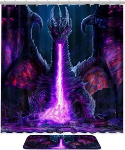Exotic Purple Dragon on Waterproof Bathroom Shower Curtain
