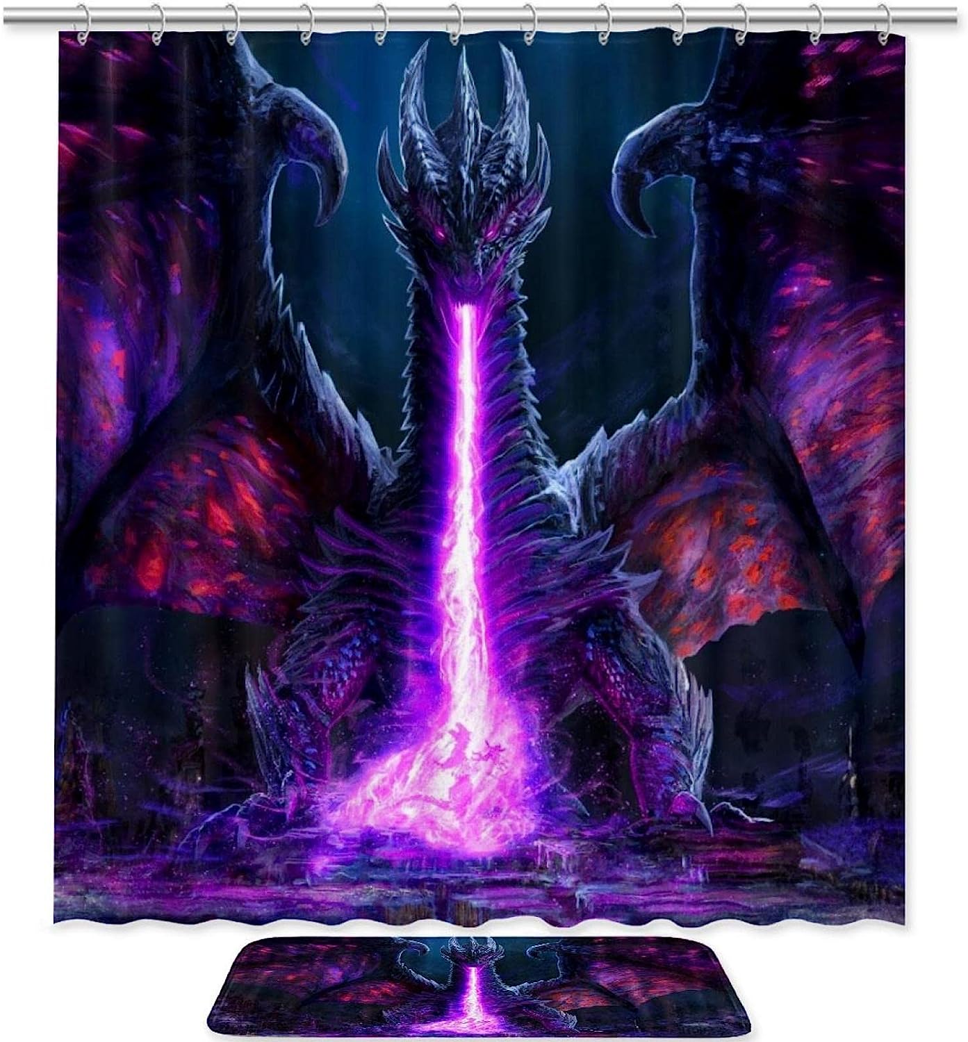 Exotic Purple Dragon on Waterproof Bathroom Shower Curtain