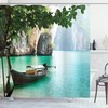 Exotic World Landscape Shore Shower Curtain: Tropical Bath Decorr