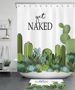 Experience The Desert Vibe With Tropical Green Succulent Plants Shower Curtain