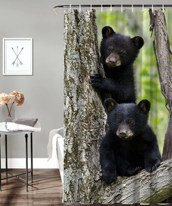 Experience The Serenity Of Forest With Black Bear Family Shower Curtain