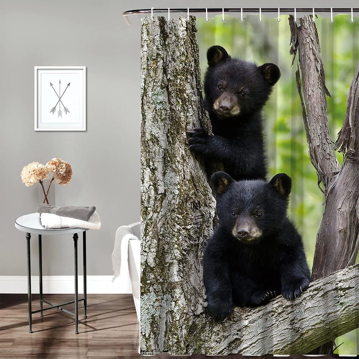Experience The Serenity Of Forest With Black Bear Family Shower Curtain