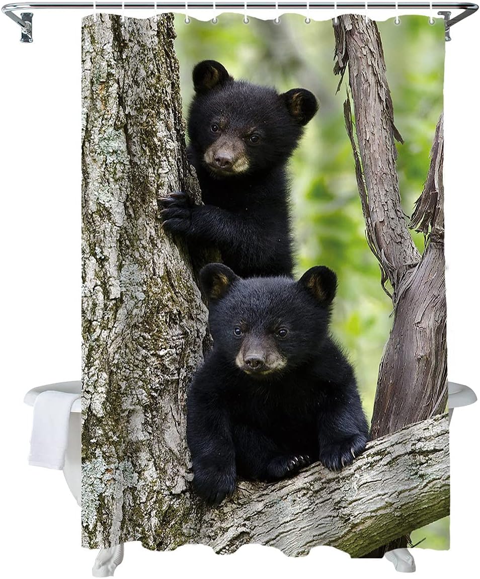 Experience The Serenity Of Forest With Black Bear Family Shower Curtain - Image 3