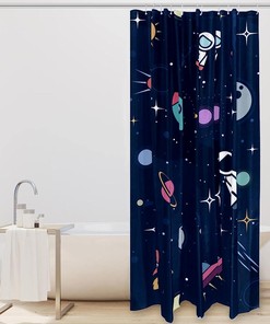 Explore Space with Rockets Universe Themed Shower Curtain