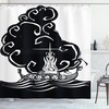 Explore The Mythical History With This Nordic Shower Curtain Featuring Viking Burning Boat Print