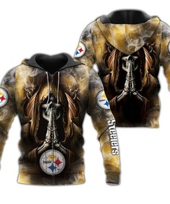 Explore Your Dark Side With Pittsburgh Steelers Death Smoke Graphic 3D Zip Hoodie