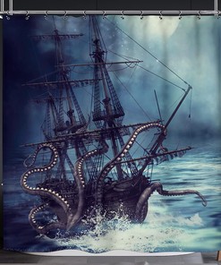 Explore the Seas with Octopus Shower Curtain for Kids' Nautical Bathroom Decor