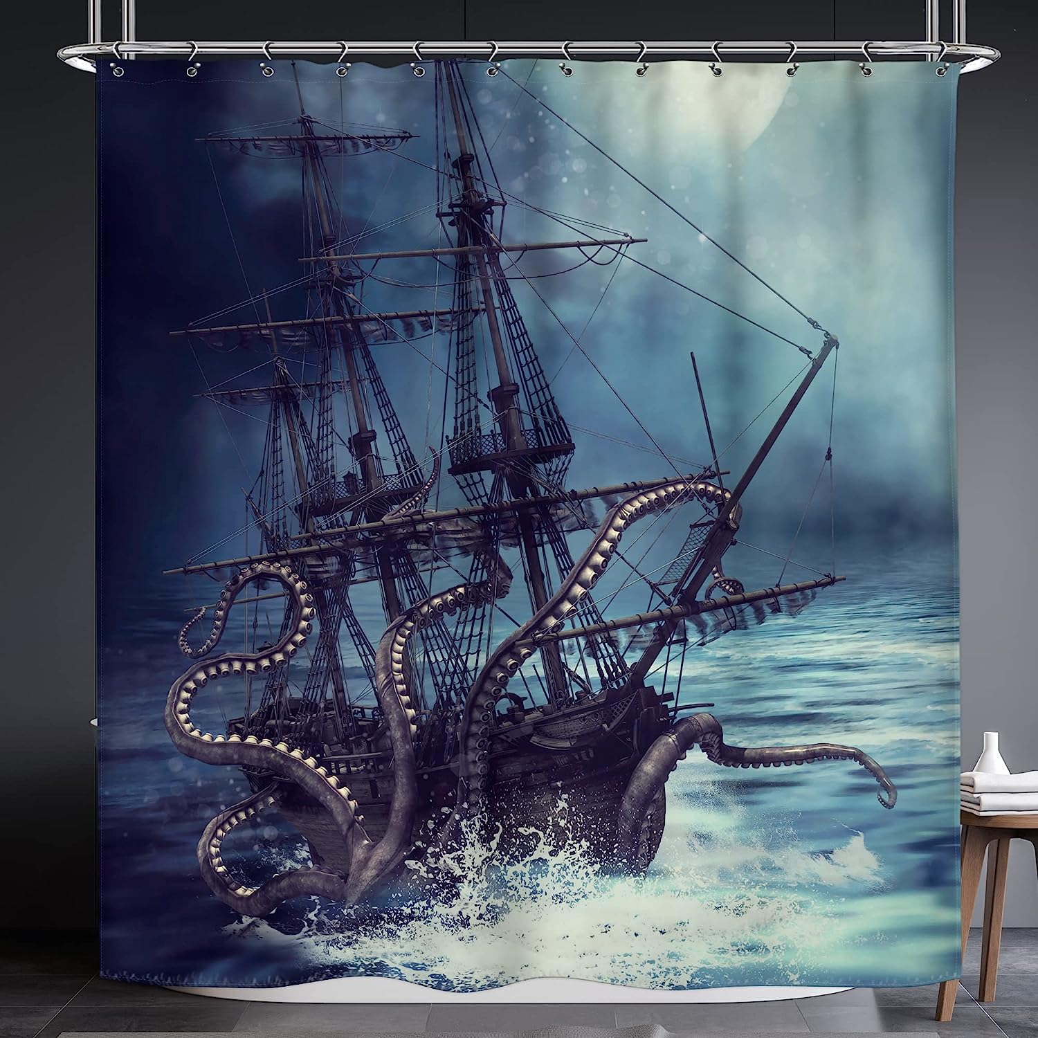 Explore the Seas with Octopus Shower Curtain for Kids' Nautical Bathroom Decor
