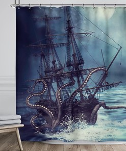 Explore the Seas with Octopus Shower Curtain for Kids' Nautical Bathroom Decor