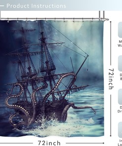Explore the Seas with Octopus Shower Curtain for Kids' Nautical Bathroom Decor