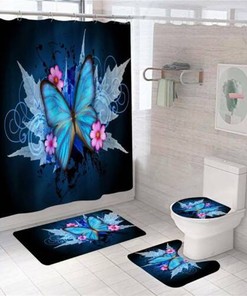 Exquisite 3D Butterfly Lavender Shower Curtain For Bathroom