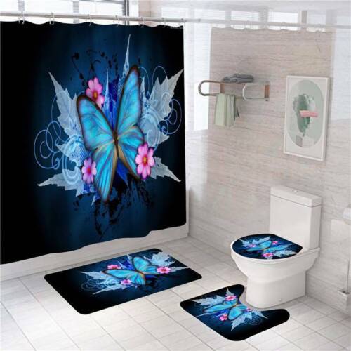 Exquisite 3D Butterfly Lavender Shower Curtain For Bathroom