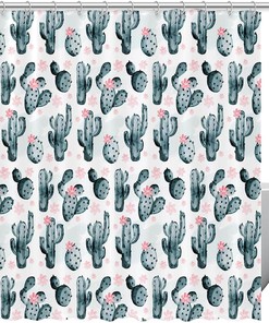 Exquisite And Unique Cactus Shower Curtain For A Classy Bathroom