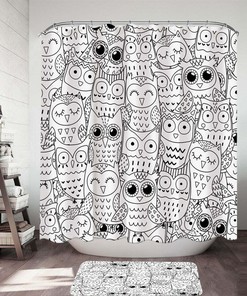 Exquisite Black And White Owl Drawings Shower Curtain, A Perfect Addition To Your Bathroom Decor