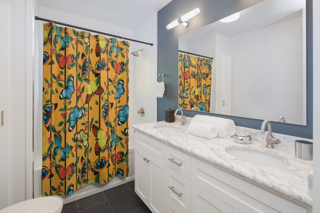 Exquisite Butterfly Trellis Shower Curtain For Your Home Spa - Image 2