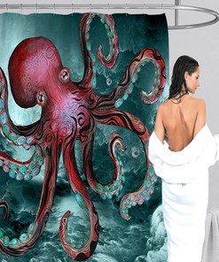 Exquisite Ocean Wind Cartoon Octopus Shower Curtain - Creative Bathroom Decor