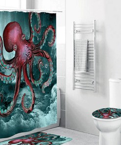 Exquisite Ocean Wind Cartoon Octopus Shower Curtain - Creative Bathroom Decor