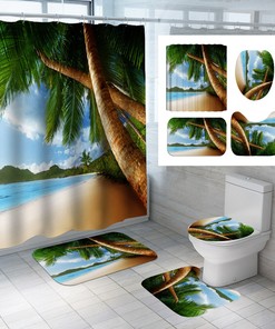 Exquisite Tropical Summer Vacation Palm Tree Shower Curtain for Bathroom