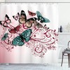 Extra, Blush Raspberry Monarch Butterflies Vintage Damask Inspired Design Shower Curtain