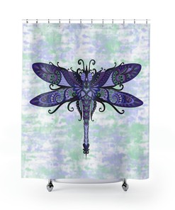 Extra Large Size Dragonfly Shower Curtain For Elegant Bathroom Decor
