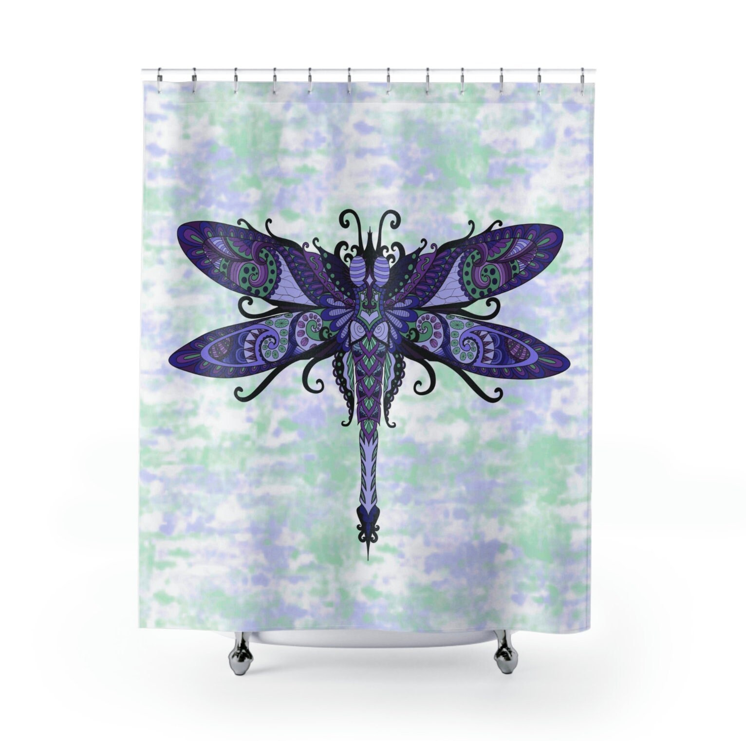 Extra Large Size Dragonfly Shower Curtain For Elegant Bathroom Decor