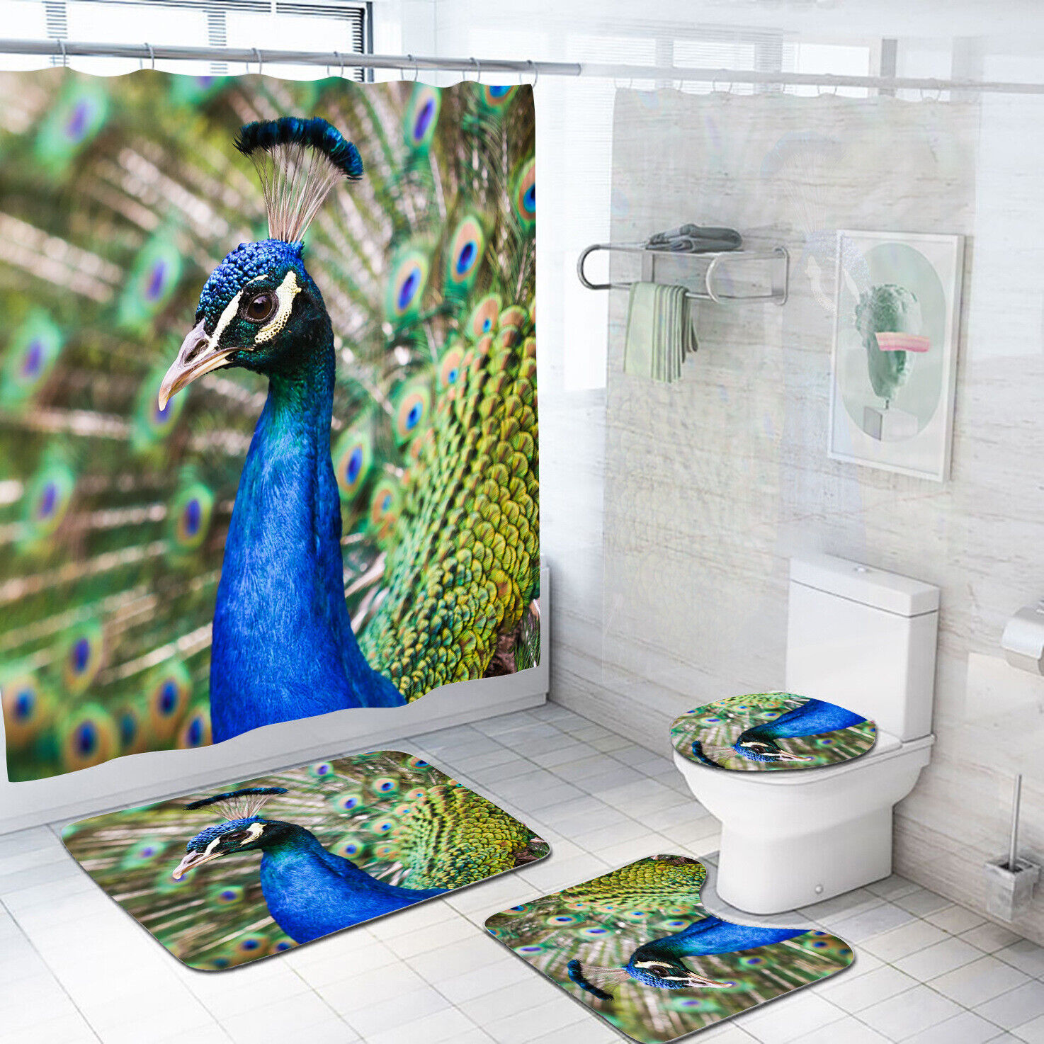 Eye-Catching 3D Feather Bird Animal Shower Curtain For A New Look