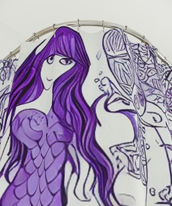 Eye-Catching Blue and Purple Mermaid Art Shower Curtain - Abstract Art Design Print for Modern Bathroom Decor 