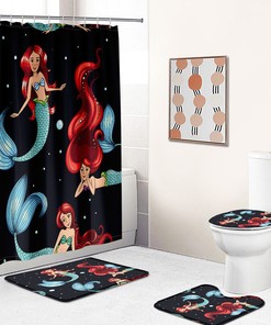 Eye-Catching Cartoon Mermaid Tail Shower Curtain Funny Cute Ocean Animal