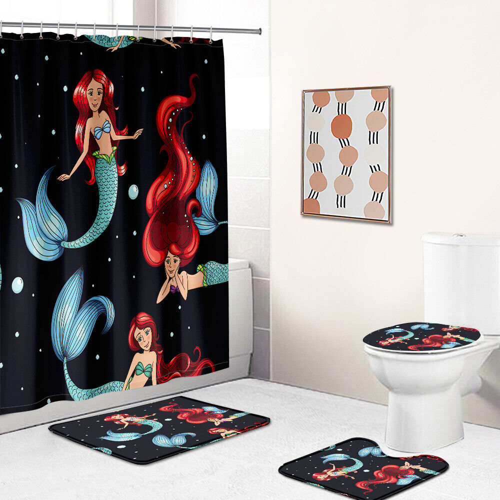Eye-Catching Cartoon Mermaid Tail Shower Curtain Funny Cute Ocean Animal