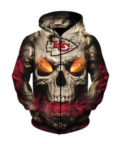 Eye-Catching Kansas City Chiefs 3D Rugby Ball Skull Hoodie Gift For Fans