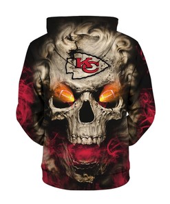 Eye-Catching Kansas City Chiefs 3D Rugby Ball Skull Hoodie Gift For Fans