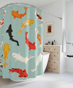 Eye-Catching Koi Fish Shower Curtain for Your Bathroom