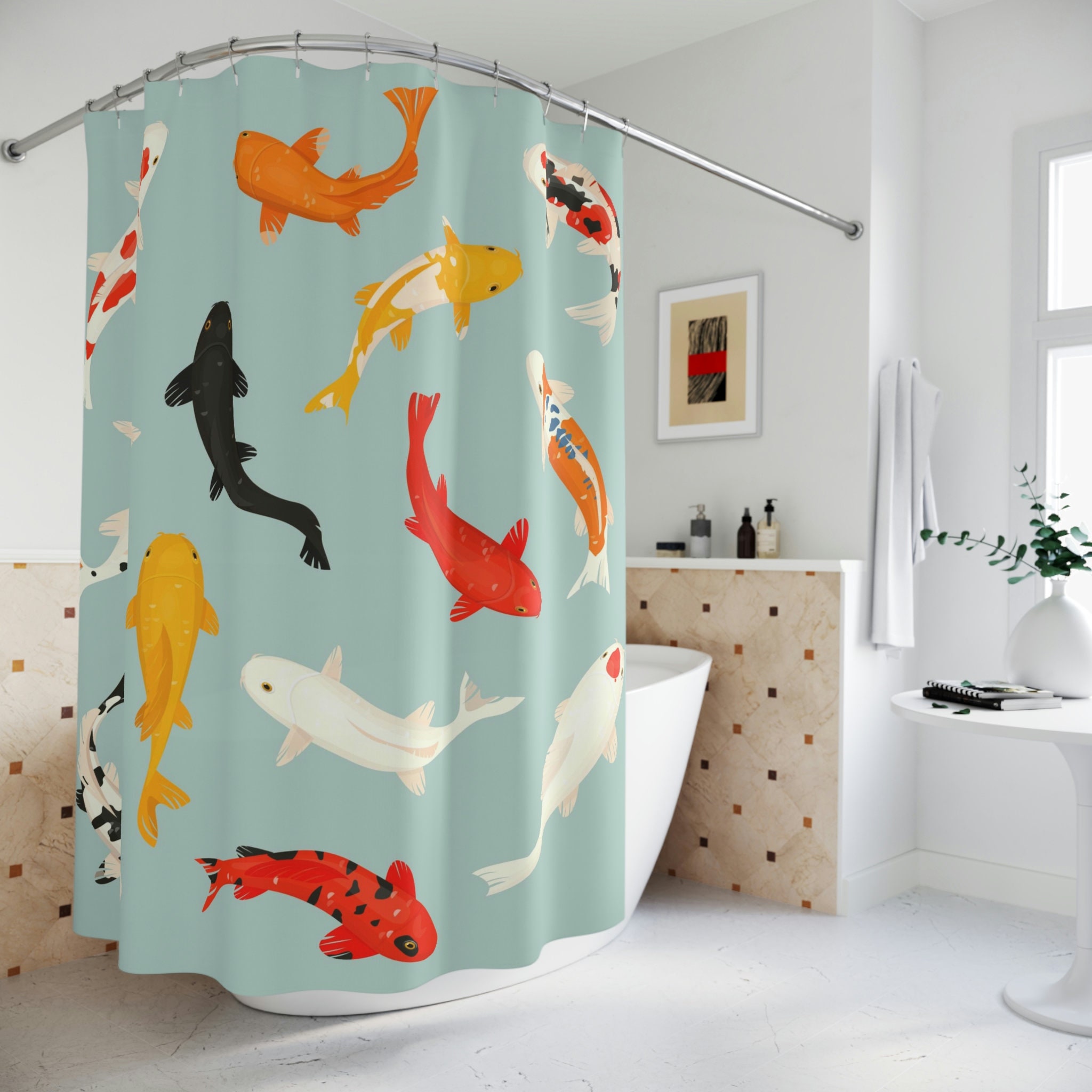 Eye-Catching Koi Fish Shower Curtain for Your Bathroom