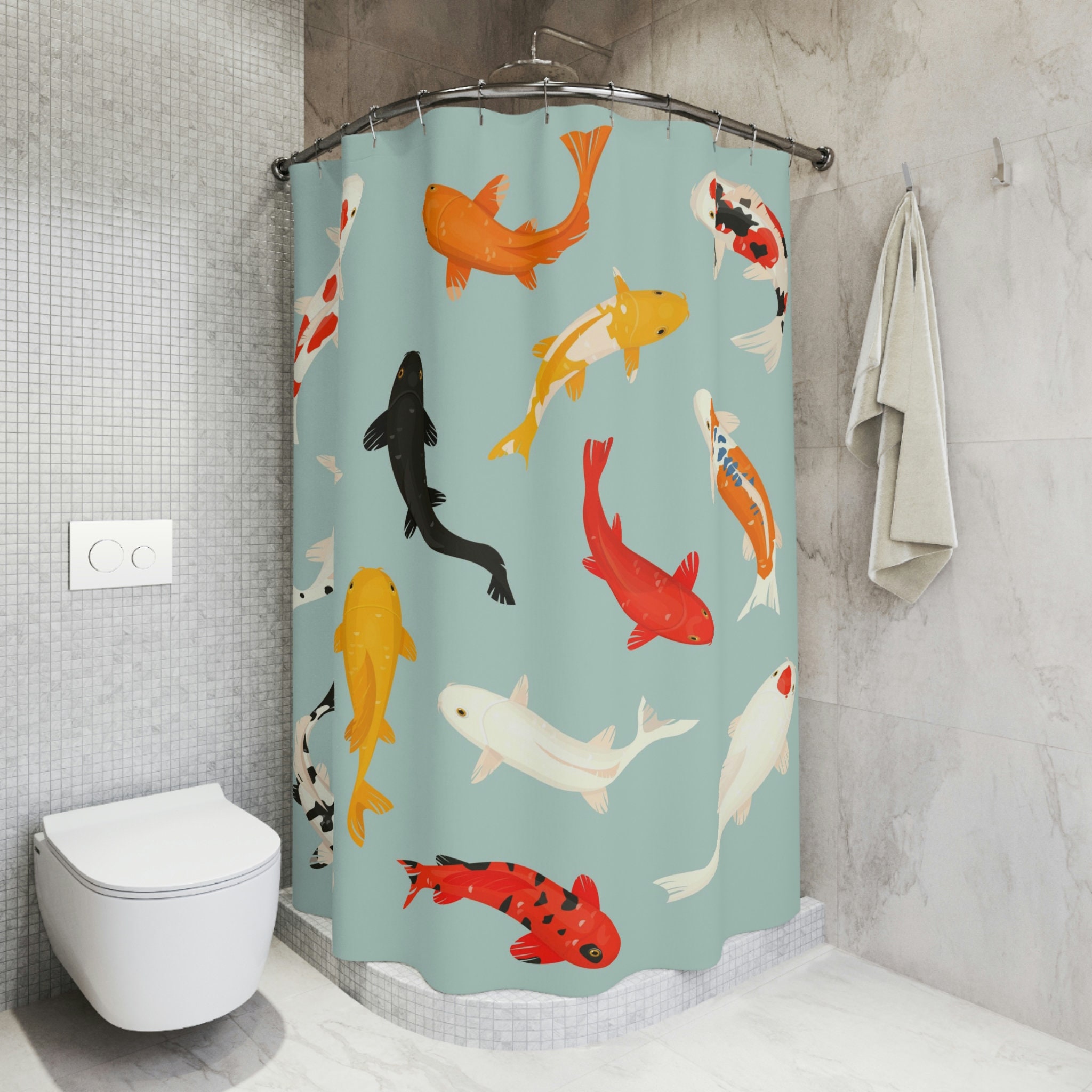 Eye-Catching Koi Fish Shower Curtain for Your Bathroom