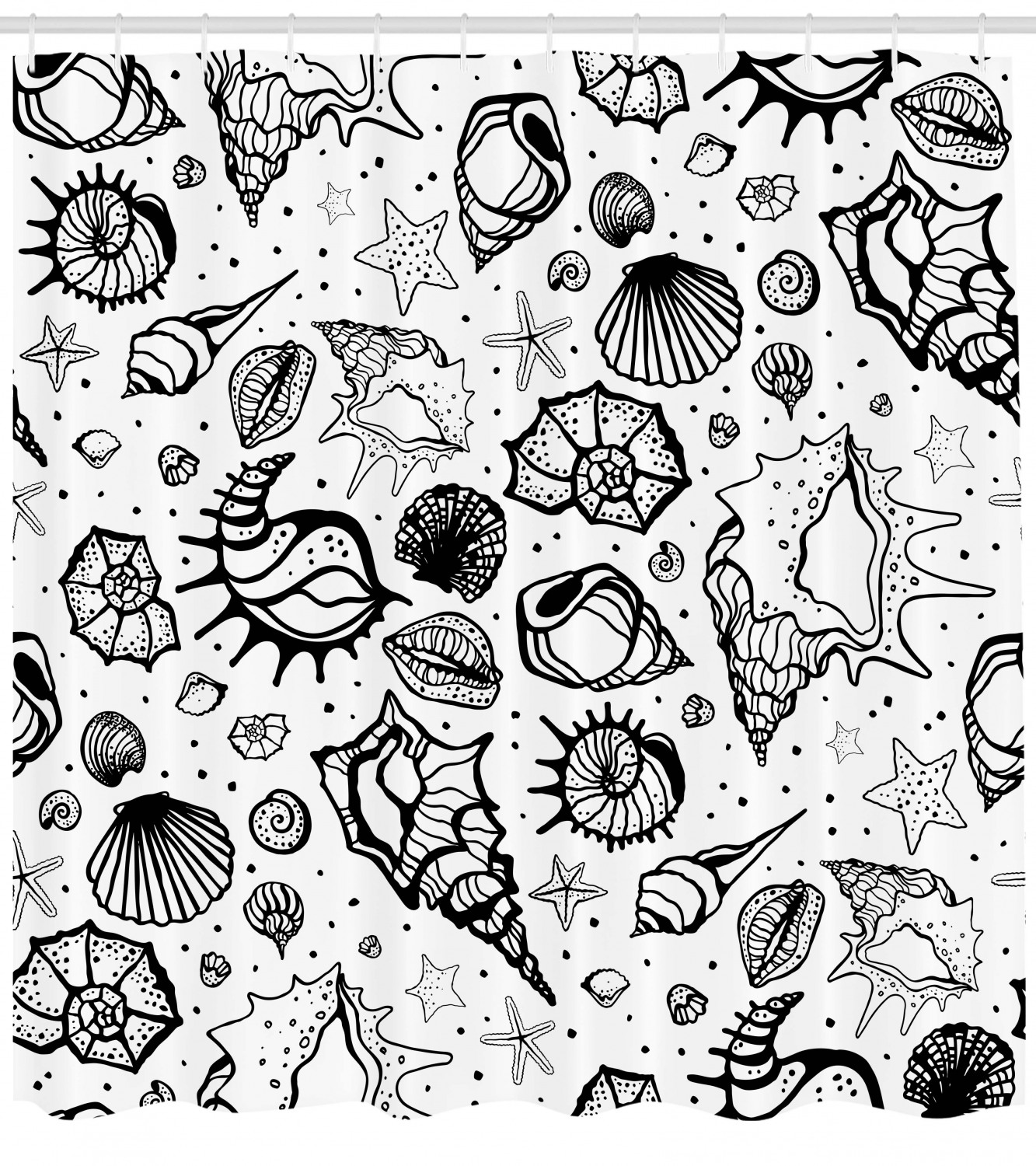 Eye-Catching Sea Shells Pattern Shower Curtain Waterproof Fabric for a Decorative Bathroom Look