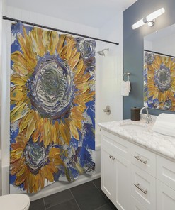 Eye-Catching Sunflower Spring Shower Curtain for Floral Bathroom Decor