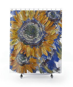 Eye-Catching Sunflower Spring Shower Curtain for Floral Bathroom Decor