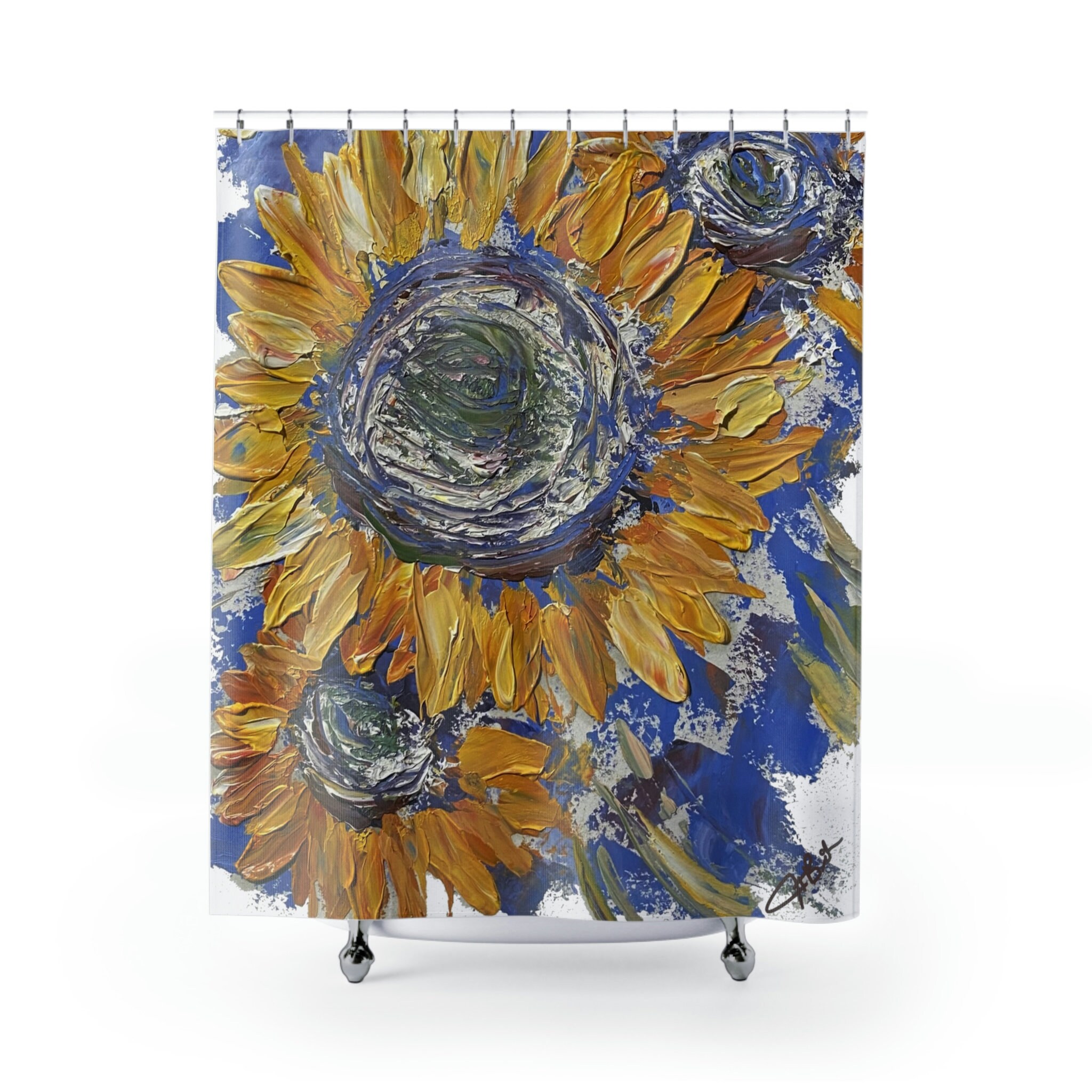 Eye-Catching Sunflower Spring Shower Curtain for Floral Bathroom Decor