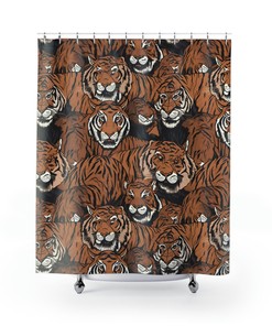 Eye-Catching Tiger Print Shower Curtain for a bold and waterproof bathroom experience