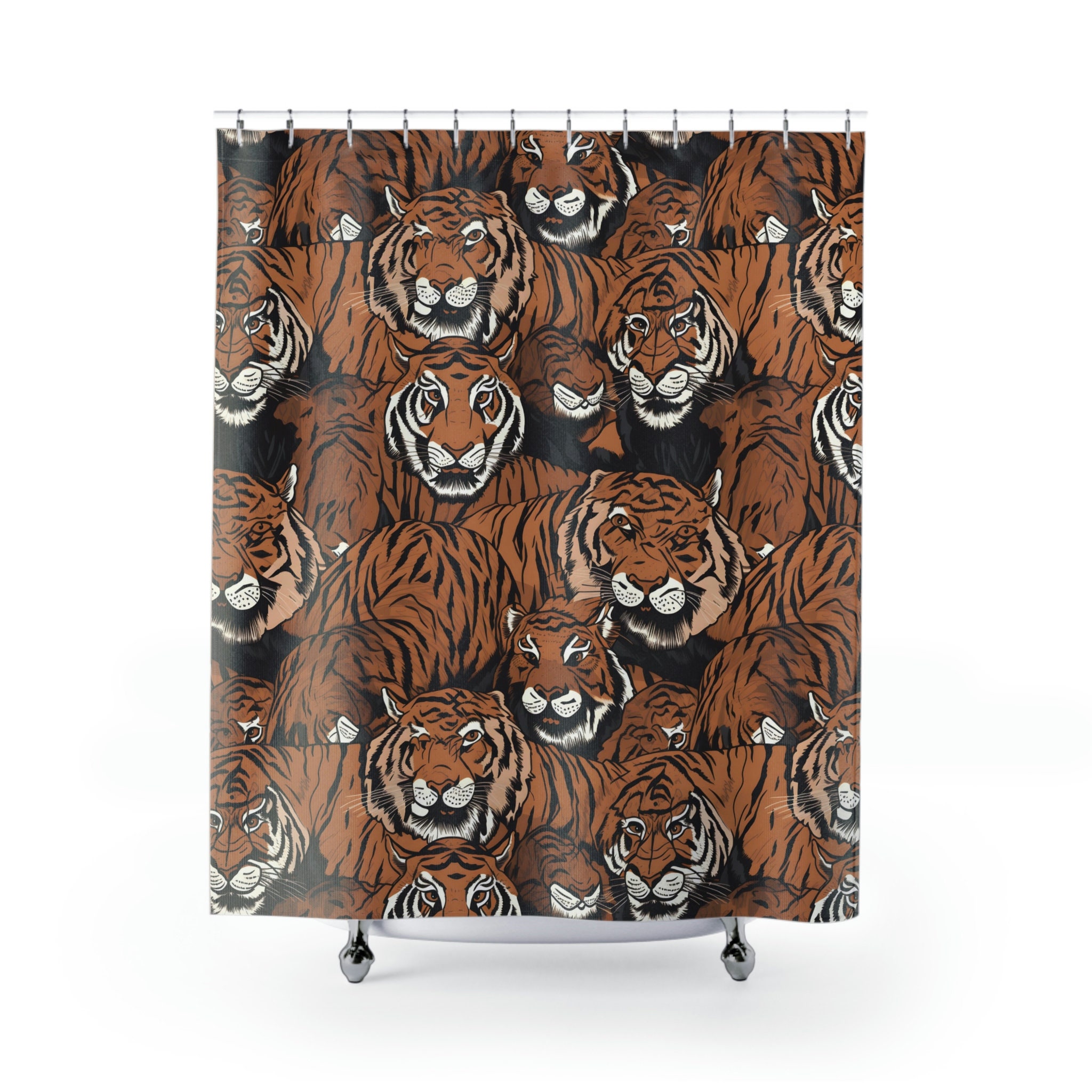 Eye-Catching Tiger Print Shower Curtain for a bold and waterproof bathroom experience
