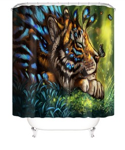 Eye-Catching Tiger Shower Curtain for Bold Bathroom Decor