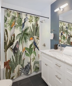 Eye-catching Jungle Art Print Shower Curtain for Modern Bathroom Decor