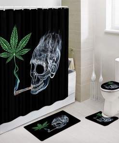 Eye-catching Marijuana Leaf and Skull Shower Curtain