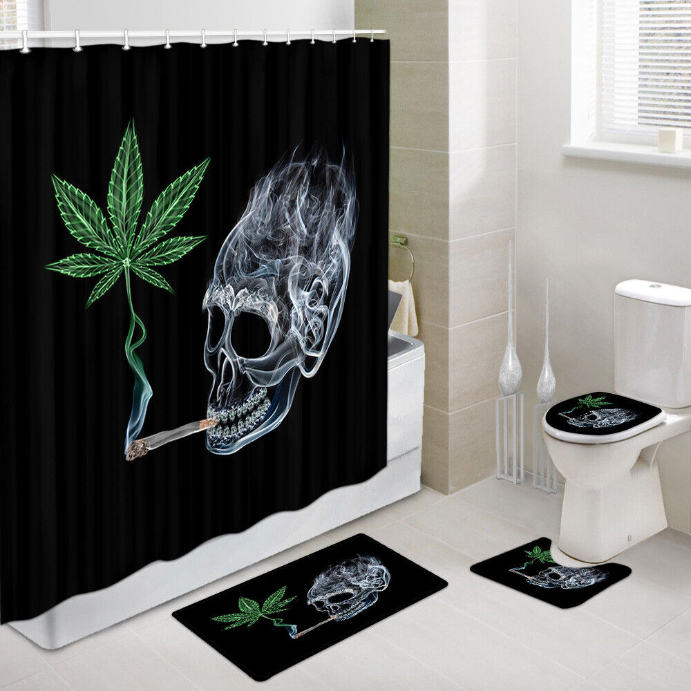Eye-catching Marijuana Leaf and Skull Shower Curtain