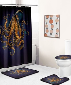 Eye-catching Octopus Art Shower Curtain to Refresh Your Bathroom.