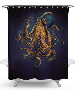 Eye-catching Octopus Art Shower Curtain to Refresh Your Bathroom.